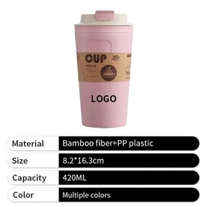 Gobelet à café réutilisable portable en fibre de bambou vert personnalisé 420 ml avec couvercles - Product Image 4