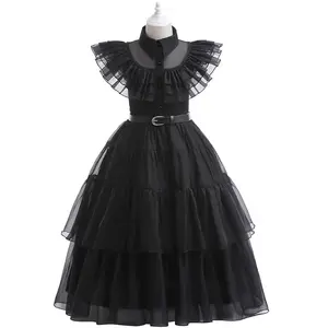 Children TV Movie Costume Halloween Wednesday Addams Family Dress Costume For kids Girl