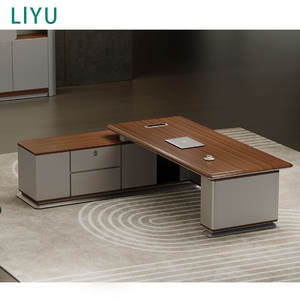 Liyu Mobilier de bureau moderne de luxe Convertible Executive CEO Desk Bureau De Table incurvé Bureaux De Direction - Product Image 2