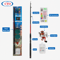 Kit de pêche pour adultes CTO Durable 3.0M 3Sec, canne à pêche et moulinet spinning pour la pêche de loisir