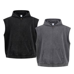 <span class=keywords><strong>Gilet</strong></span> vintage en coton pur respirant de 400 g pour homme avec <span class=keywords><strong>capuche</strong></span> et fermeture éclair - Product Image 2