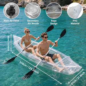 <span class=keywords><strong>Kayak</strong></span> gonflable transparent en PVC épais pour 2 personnes, pliable, portable, pour la <span class=keywords><strong>pêche</strong></span> et les sports nautiques <span class=keywords><strong>de</strong></span> loisirs - Product Image 2