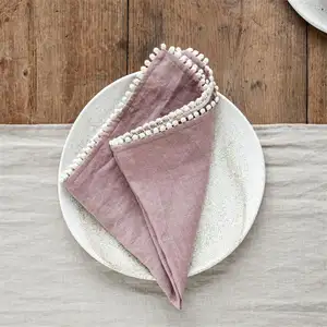 Écologique sur mesure prix de gros linge de table et serviettes en lin de cuisine serviettes en lin de mariage en vrac broderie coton sieste