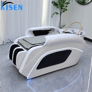 Kisen Shampoo and Massage <b>Bed</b> With Sink Barbershop Salon Japanese Head Spa Shampoo Chair Ceramic Wash Basin - Product Image 3