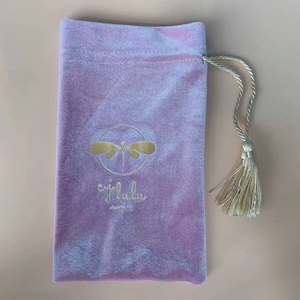 Tùy Chỉnh In Logo Túi Nhỏ Sang Trọng Vòng Cổ Túi Đồ Trang Sức Nhung Tassel Strings Pouch - Product Image 2