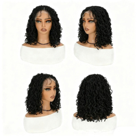 Perruque Bob Courte Synthétique Tressée au Crochet, Fausses Locks Frisées, Résistante à la Chaleur, Transparente, 16 Pouces, Vente en Gros