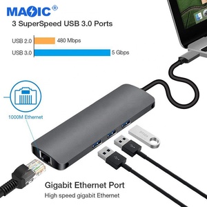 Suitable Computer Hardware Software 9 in 1 Type C to 4K TF USB 3.0 1000M RJ45 <b>Ethernet</b> Hub USB C Multiport <b>Adapter</b> USB Hub - Product Image 4