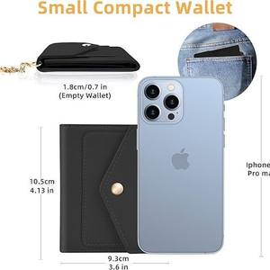 Portefeuille compact brodé anti-RFID pour femme en cuir PU avec porte-monnaie, poche zippée, porte-clés et doublure en cuir multifonctionnelle - Product Image 3