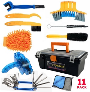 Kit de nettoyage professionnel de vélo, <span class=keywords><strong>nettoyeur</strong></span> de chaîne de bicyclette, Kit de brosses de cyclisme de précision, Kit d'outils, vente en gros, OEM, 11 pièces - Product Image 1