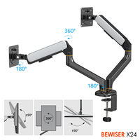 Bras de support réglable pour ordinateur portable et moniteur, support LCD pour ordinateur portable, bras flexible pour ordinateur portable (BEWISER X24N)