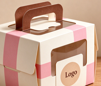 Boîte à gâteau pour gâteaux faits maison, boîte en papier biodégradable de qualité alimentaire avec poignée et fenêtre pour les réunions de famille