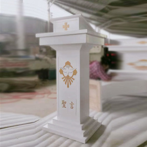 Chaire <span class=keywords><strong>d</strong></span>'église blanche avec sculpture <span class=keywords><strong>de</strong></span> <span class=keywords><strong>colombe</strong></span> <span class=keywords><strong>de</strong></span> l'Esprit Saint et croix dorée, pour <span class=keywords><strong>la</strong></span> parole sacrée et <span class=keywords><strong>la</strong></span> prière chrétienne - Product Image 4