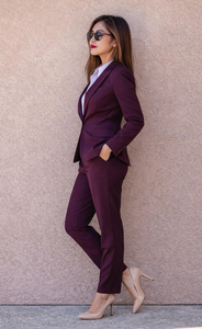 Conjunto de traje morado elegante para mujer, blazer a medida y pantalones a juego, traje de pantalón elegante y ajustado para oficina y negocios, para reuniones - Product Image 2