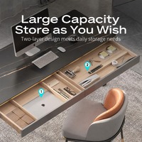 Bureau d'ordinateur moderne de luxe en pierre frittée noire, style italien durable et minimaliste, avec pieds en métal pour bureau à domicile et étude