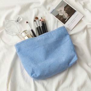 <b>Small</b> Lightweight Fashion Corduroy Women's Cosmetic Bag Set with Zipper Closure for Travel Makeup Storage - Product Image 3