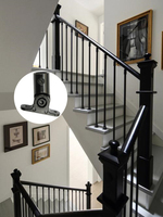 Vente en gros de pièces de garde-corps d'escalier rond noir mat chaussures pivotantes raccords de balustrade