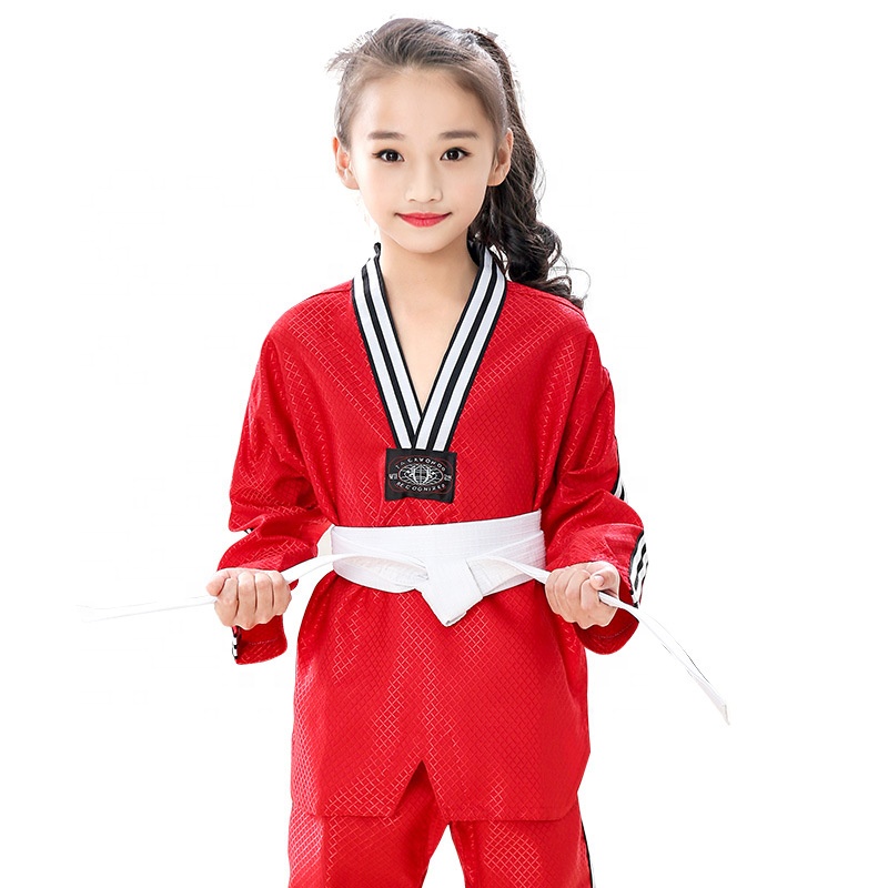QUTENG diseño uniforme de taekwondo корейское тхэквондо платье ktk Униформа тхэквондо