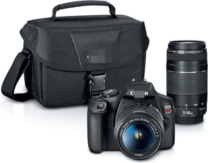 NEW ORIGINAL Rebel T7 <b>Camera</b> with 2 Lens Kit EF18-55mm + EF 75-300mm Black - Product Image 1