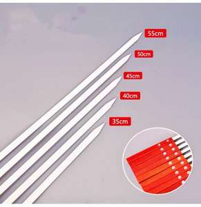 Grandes brochettes plates de barbecue portatif d'accessoires larges extérieurs de BBQ d'acier inoxydable avec la poignée en bois - Product Image 3