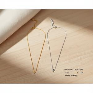 Collana a P in acciaio inossidabile, stile minimalista, gioielli alla moda per donna - Product Image 3