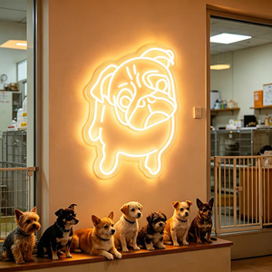 Letrero de Neón Personalizado con Logotipo de <span class=keywords><strong>Bulldog</strong></span> Francés, Letra con Nombre Personalizado Iluminada con LED para Salón de Belleza, Peluquería, Cafetería, Spa - Product Image 1