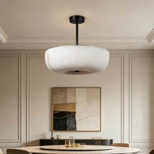 Lámpara de Techo de Alabastro Moderna, Redonda, con Base de Cobre y Pantalla de Mármol, para Hoteles y Villas de Lujo - Product Image 3