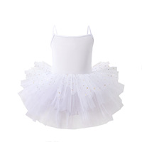 Robe de tutu de ballet à bretelles spaghetti pour filles L181, jupe en tulle à paillettes étoiles dorées, justaucorps de danse pour enfants, costume de performance, robe de ballet
