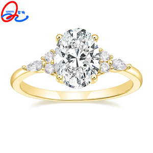 14K Oro <span class=keywords><strong>2</strong></span> <span class=keywords><strong>quilates</strong></span> corte ovalado laboratorio crecido diamante anillo de bodas <span class=keywords><strong>precio</strong></span> - Product Image 6