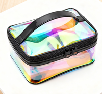 Sacs à maquillage de grande capacité en PVC écologique holographique OEM, étuis à cosmétiques avec impression de logo personnalisée
