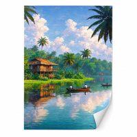 Impression sur toile polyester 300 g/m² 60x90 cm, impression numérique HD, paysage tropical de rivière, art mural pour la décoration de la maison et des hôtels