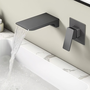 Súng màu xám đơn-xử lý treo tường Brass giấu Thác <span class=keywords><strong>tap</strong></span> mưa phun bồn rửa nước lưu vực vòi nước cho phòng tắm - Product Image 3