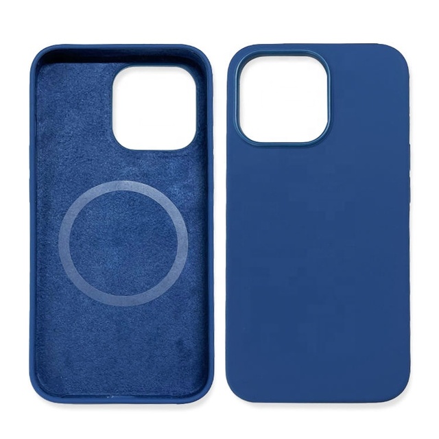 Three Layer Micro Fiver Lining Real Liquid Silicone Mobile Phone Case for iPhone 14 Pro Max