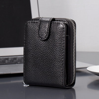 Dompet Pria Kulit Sapi Kasual RFID Billeteras Hombre Dompet Koin Resleting Tempat Kartu Kredit Dompet Kulit Pria