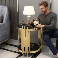Table basse multifonctionnelle de luxe léger, meubles de maison, table d'appoint pour salon, style nordique moderne, en acier inoxydable