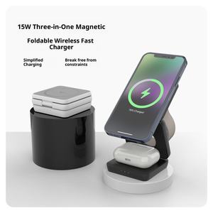 Cargador Inalámbrico Magnético Tres en Uno para Reloj, Auriculares y Teléfono Móvil. Cargador Inalámbrico para <span class=keywords><strong>Base</strong></span> <span class=keywords><strong>de</strong></span> <span class=keywords><strong>Carga</strong></span>. - Product Image 3