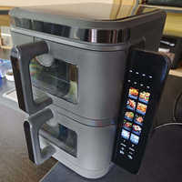 Freidora de Aire Doble con Pantalla LED Plegable, Dos Recipientes con Ventana Visible, Capacidad de 12L, Digital, Apilable