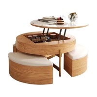 Table basse relevable et meuble TV combinés en bois massif, style nordique de luxe léger, avec plateau en roche, meubles de salon modernes avec rangement