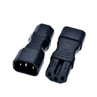 IEC 320 C14 ke C15 10A Adaptor Daya Steker Listrik PVC 3 Kutub Laki-laki ke Perempuan Konverter AC Lurus untuk PDU/UPS Server