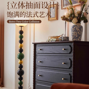 French Retro Solid Wood Four Drawer <b>Chest</b> <b>Storage</b> Cabinet Bedroom Entryway Freestanding Dresser - Product Image 2