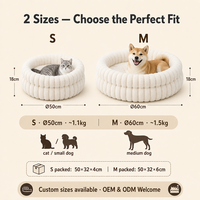 Coussin pour animaux de compagnie en peluche ondulée côtelée, double couche, avec rebord amovible, coussin intérieur moelleux, pour chat et petit chien, toutes saisons, lavable en machine, OEM