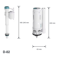 Katup Pengisi Toilet PP Adjustable 2 Inch Set Katup Dual Flush dengan Pipa Overflow untuk Perlengkapan Tangki Toilet Satu Bagian OEM ODM Kit
