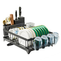 Étagère de rangement multi-niveaux en acier inoxydable, moderne, minimaliste et multifonctionnelle pour ustensiles de cuisine, avec égouttoir intégré
