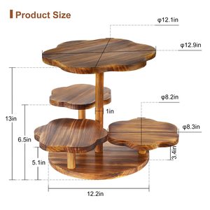 Estante de madera de varios niveles con 4 capas, soporte redondo para plantas de escritorio para decoración del hogar - Product Image 3