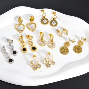 Boucles d'oreilles en zircon, vente en gros d'usine, boucles d'oreilles en acier inoxydable, accessoires pour boucles d'oreilles - Product Image 2