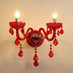 Modern Art Red Glass Wall <strong>Light</strong> Luxury Crystal <strong>Sconce</strong> for Hotel Lobby Restaurant Contemporary Interior Lighting - Product Image 4