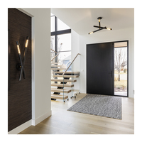 Rampe d'escalier droite intérieure en acier au carbone moderne, durable et de haute qualité, avec poutre monobloc et verre, pour appartement, hall, hôtel, sous-sol