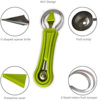 Rvs Fruit Vleesmes Drie Stuk Fruit Multifunctionele Fruit Graven Bal Lepel 3-In-1 Meloen Baller Scoop