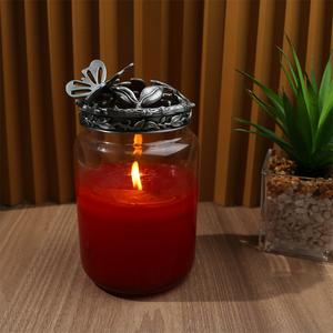 เชิงเทียนอัลลอยด์รูปผีเสื้อสามมิติฝาครอบเทียนหอมฝาครอบเงินแกะสลักกลวงสไตล์วินเทจ - Product Image 2