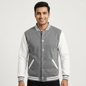 Trendy Vintage Chenille Embroidered Varsity <b>Jacket</b> Hip Hop Street Style Wool <b>Leather</b> Sleeves CollegeBaseballjacket for <b>men</b> - Product Image 1