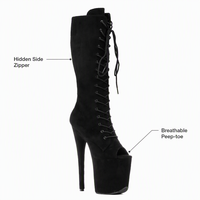 Chaussures de pole dance à plateforme en faux daim de 20 cm (8 pouces) à bout ouvert avec fermeture éclair, bottes de strip-tease d'été pour danseuses de boîte de nuit, performance personnalisée